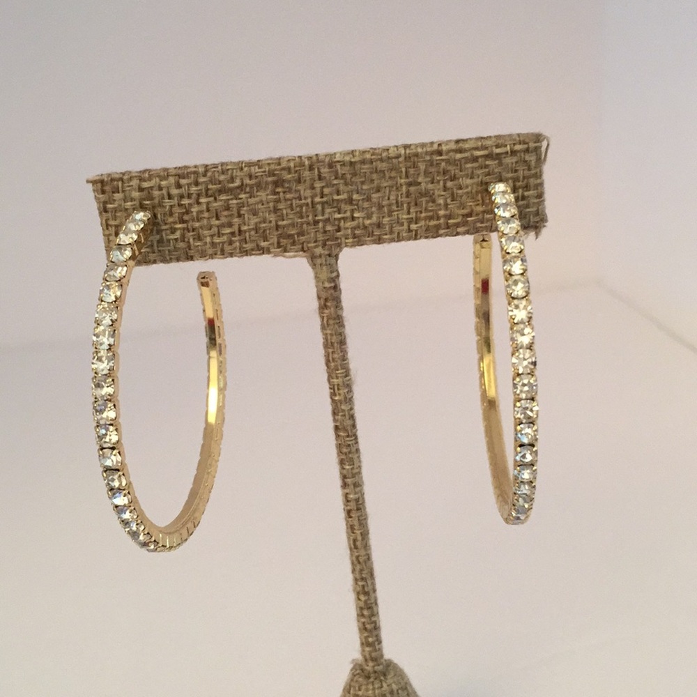 Rhinestone Gold Hoop Earrings